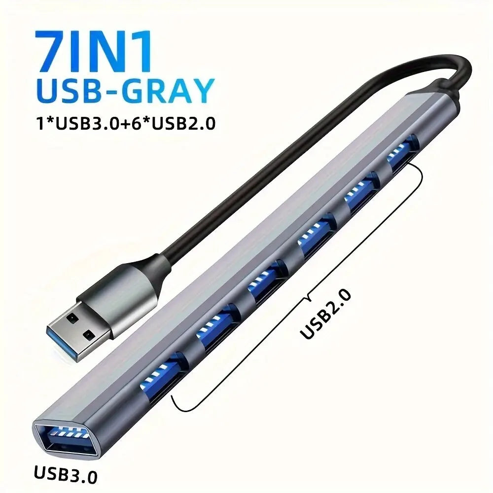 7-in-1 USB-C Hub - Aluminum USB 3.0 Splitter