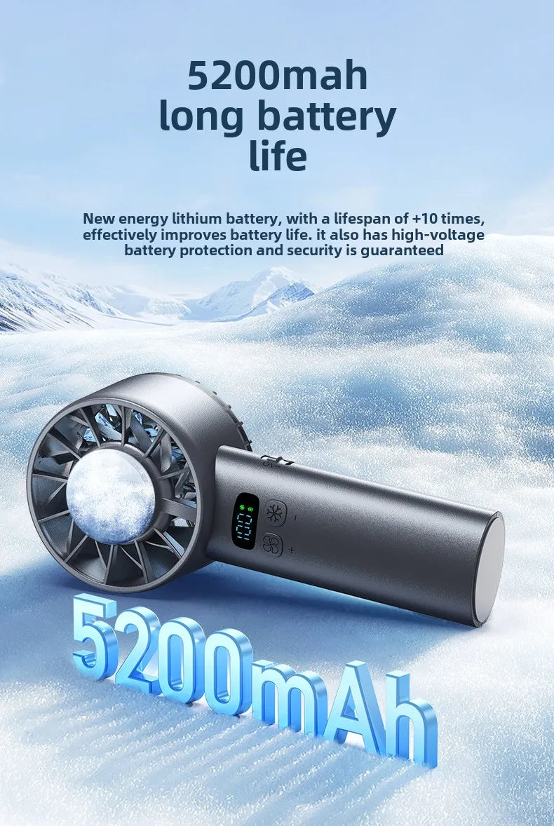 Portable Handheld Cooling Fan - USB Rechargeable with LED Display
