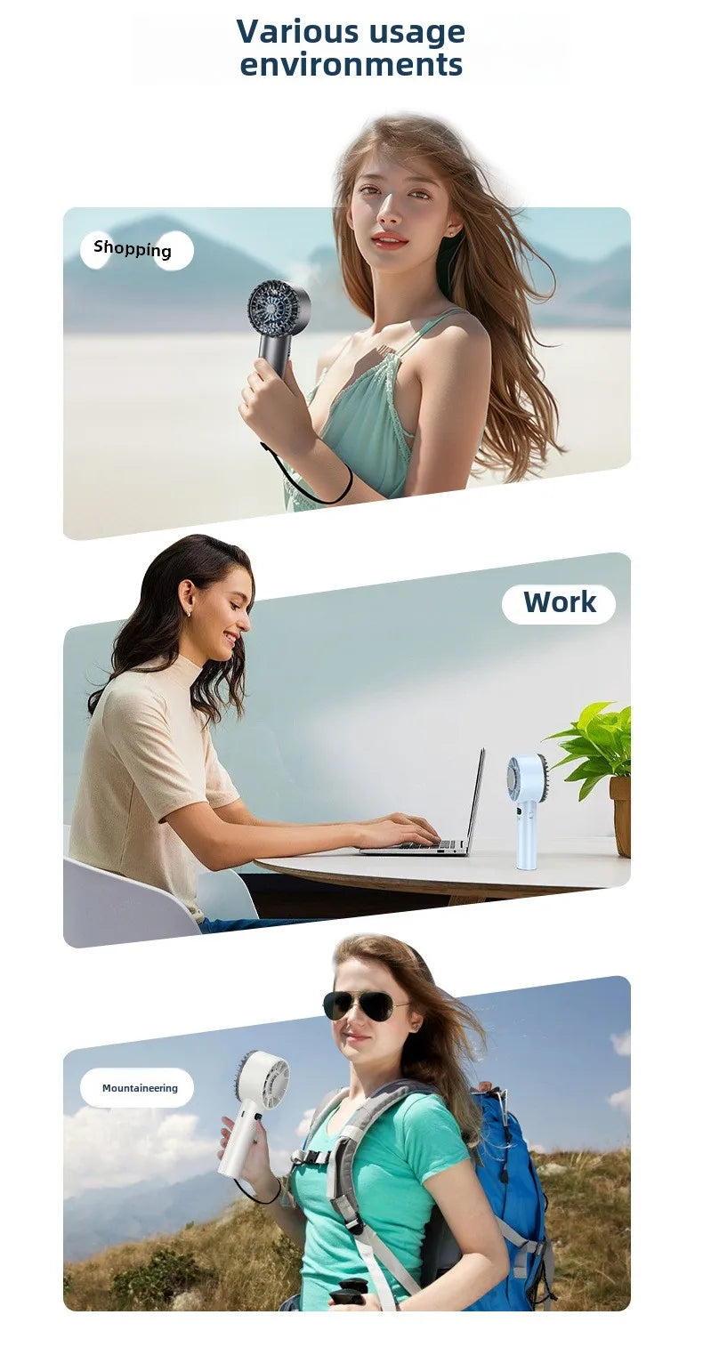 Portable Handheld Cooling Fan - USB Rechargeable with LED Display