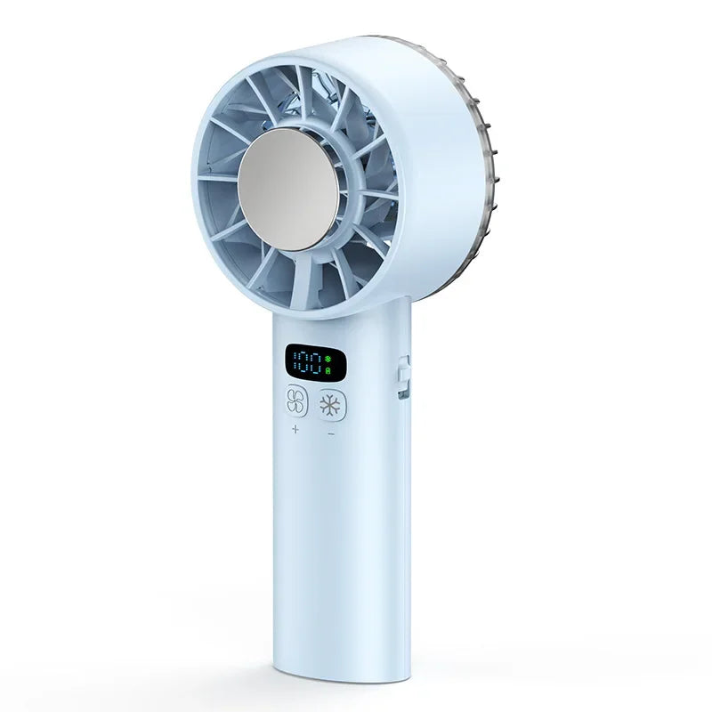 Portable Handheld Cooling Fan - USB Rechargeable with LED Display