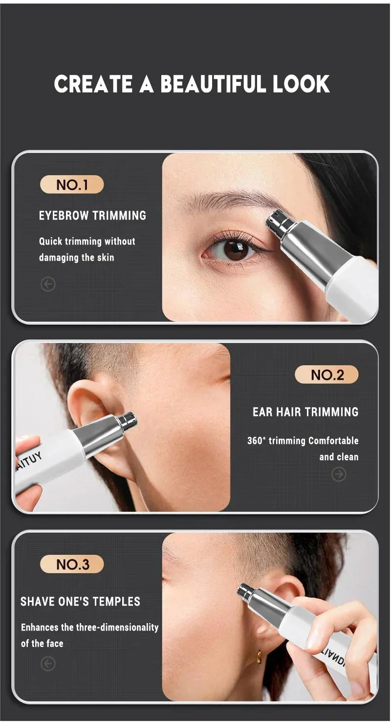 2-in-1 Electric Ear and Nose Hair Trimmer - Painless