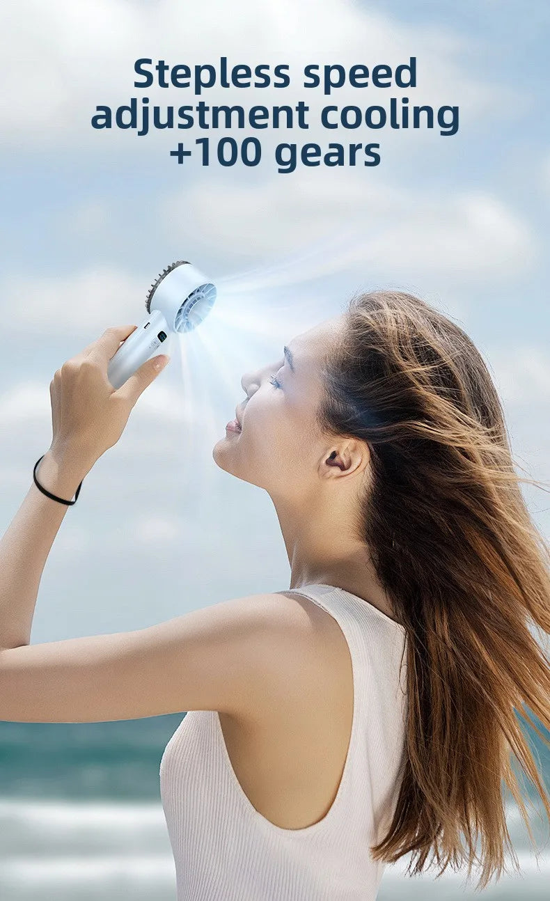 Portable Handheld Cooling Fan - USB Rechargeable with LED Display