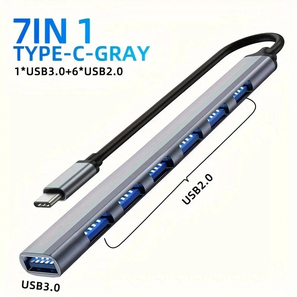 7-in-1 USB-C Hub - Aluminum USB 3.0 Splitter