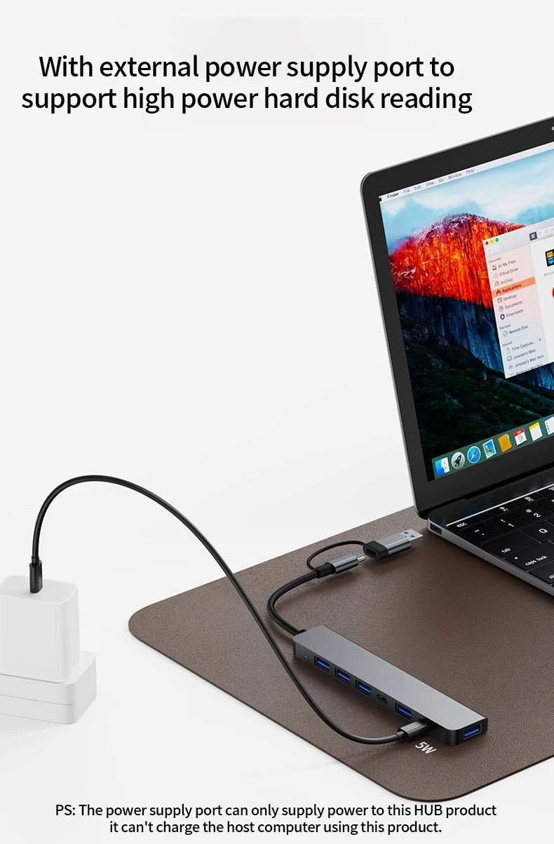 7-in-1 USB-C Hub - Aluminum USB 3.0 Splitter
