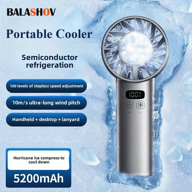Portable Handheld Cooling Fan - USB Rechargeable with LED Display