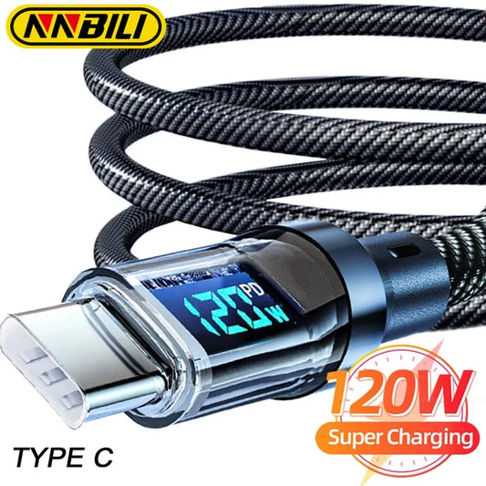 120W USB-C Fast Charging Cable with LED Display