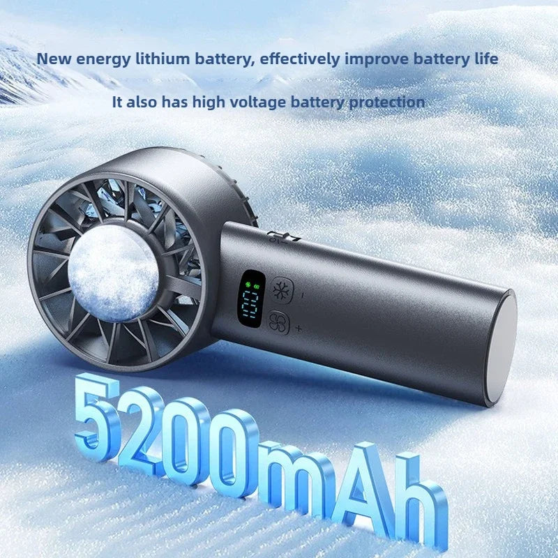 Portable Handheld Cooling Fan - USB Rechargeable with LED Display