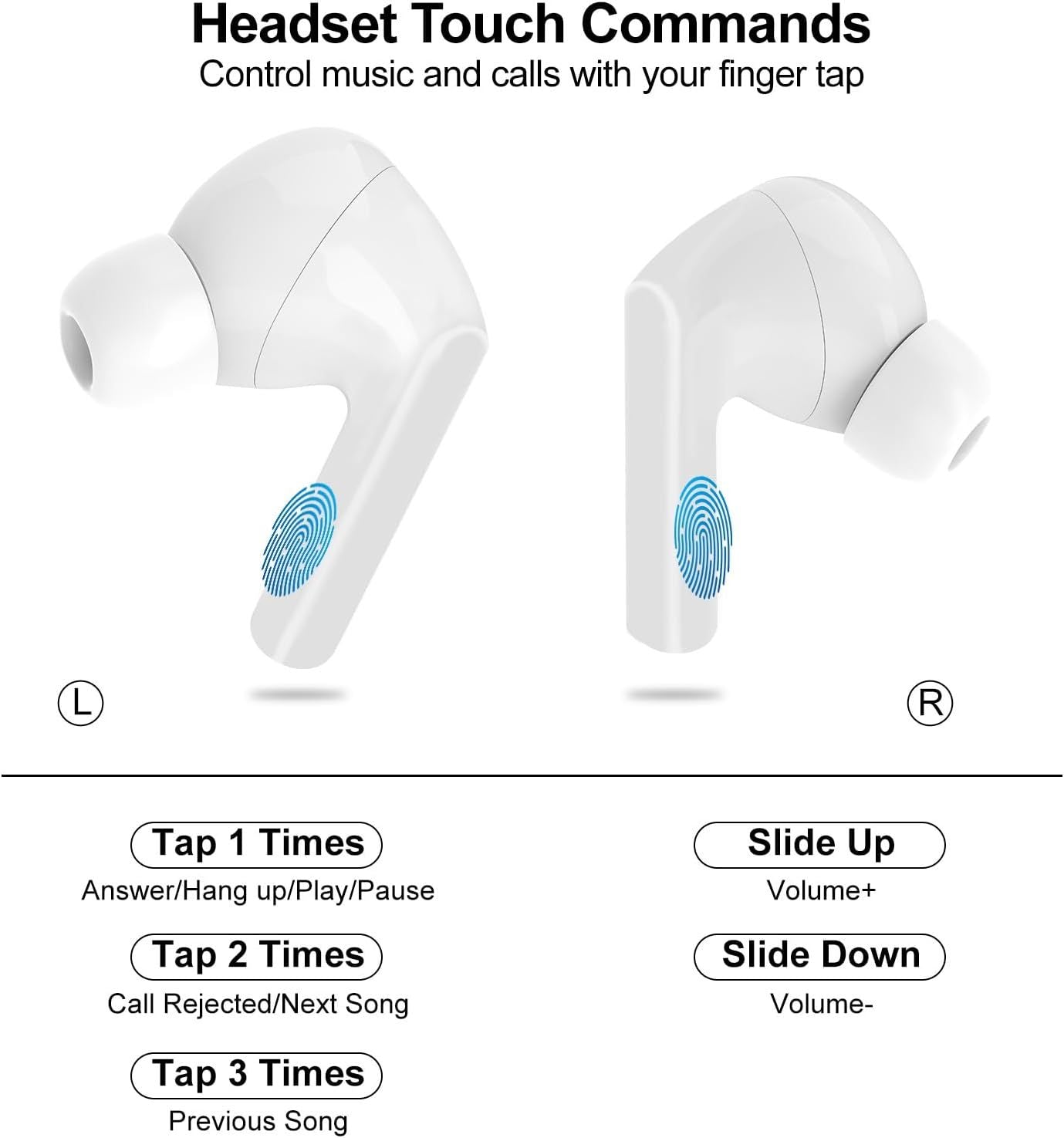 Wireless Bluetooth Earbuds with ANC Noise Cancelling - Touch Control